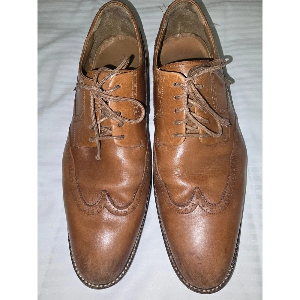 Cole‎ Haan Men's Brown Leather Wingtip Oxford Dress Shoes 11.5M C20322 Lace Up
